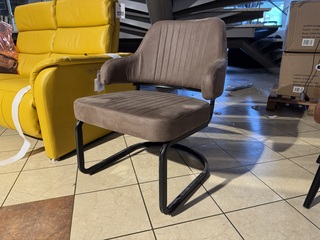 Fauteuil, stone stof, zwart metalen onderstel